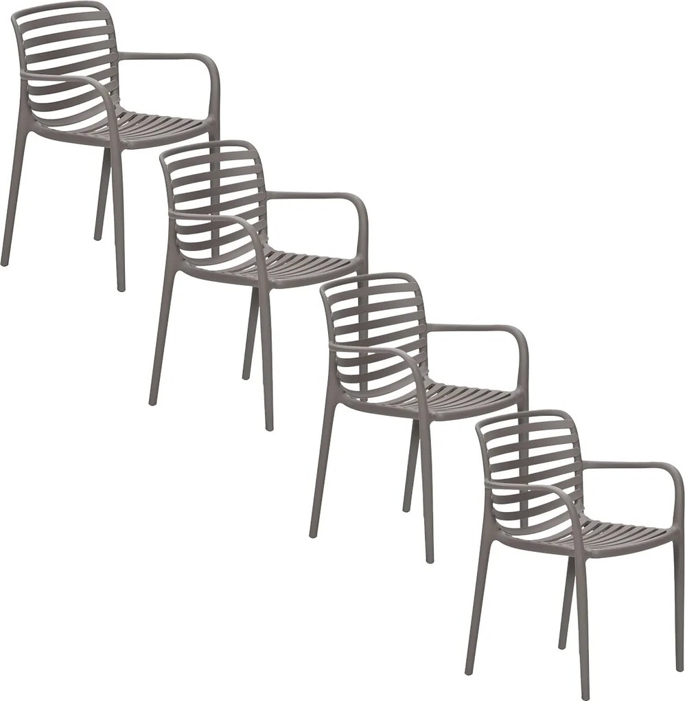 Garden Impressions Mees tuinstoel taupe - 4 stuks