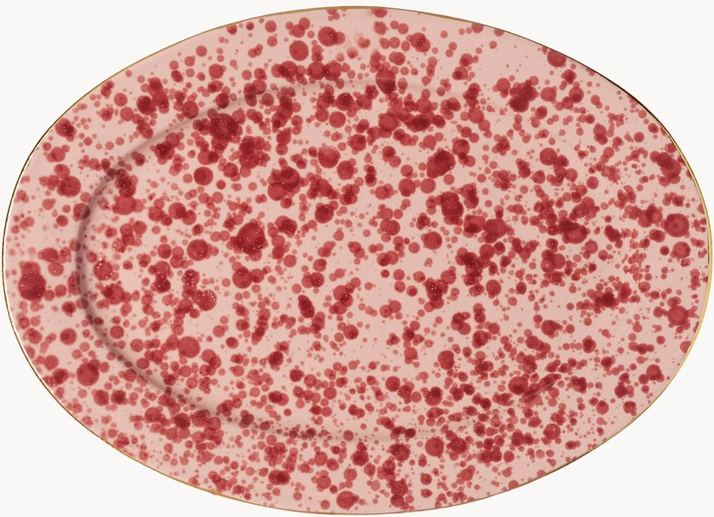 Handgemaakte keramische ovale serveerplateau Pois