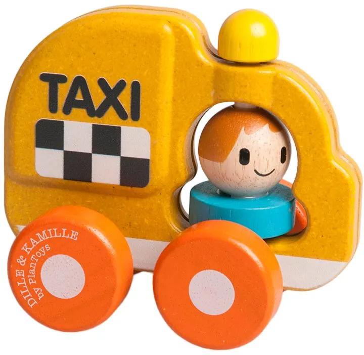 Taxi met chauffeur, rubberhout, geel