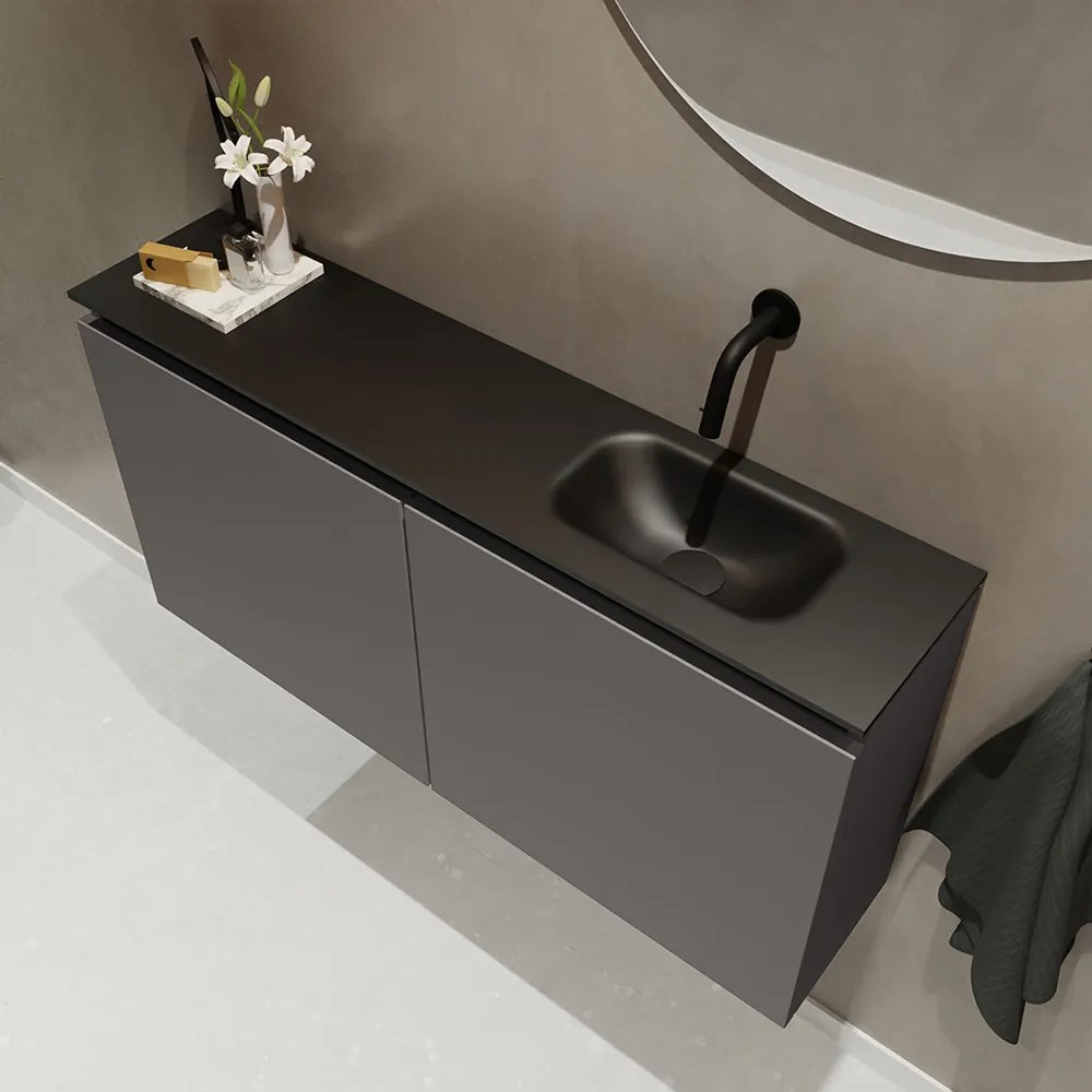 Mondiaz Ture 100cm toiletmeubel dark grey met wastafel urban rechts geen kraangat