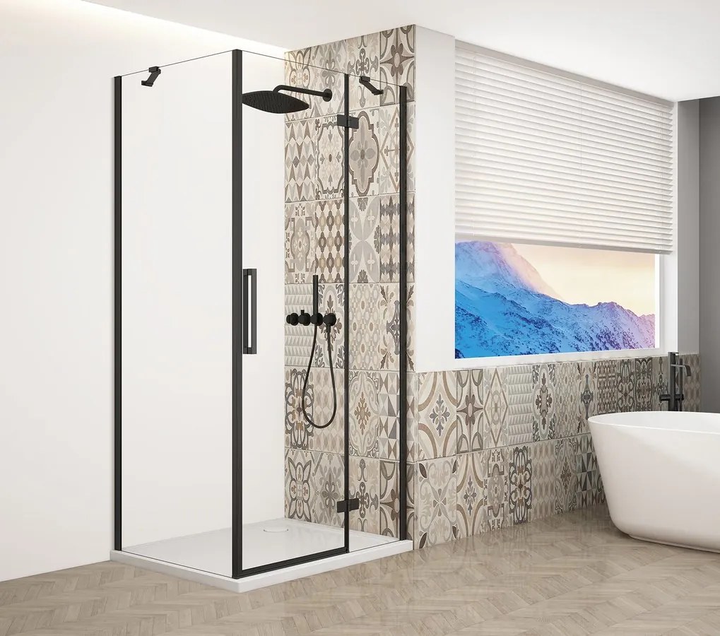 Gelco Trinity douchecabine met helder glas 80x80cm rechts zwart mat