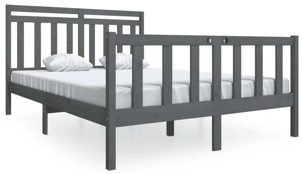 vidaXL Bedframe massief hout grijs 140x190 cm