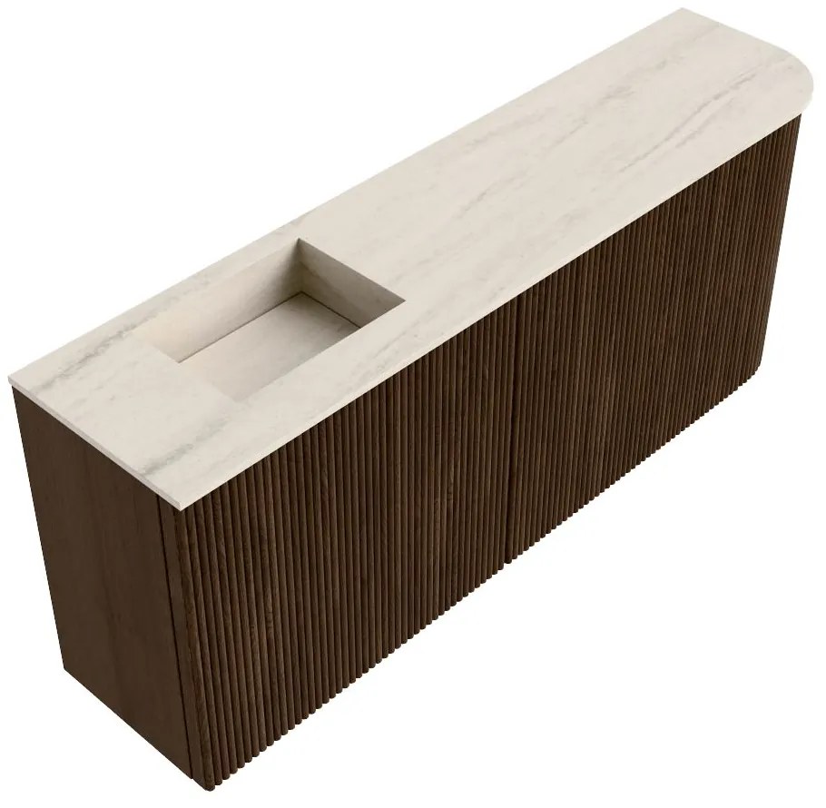 Mondiaz Joya DLux 100cm toiletmeubel ronding rechts walnut met wastafel faye links zonder kraangat meli