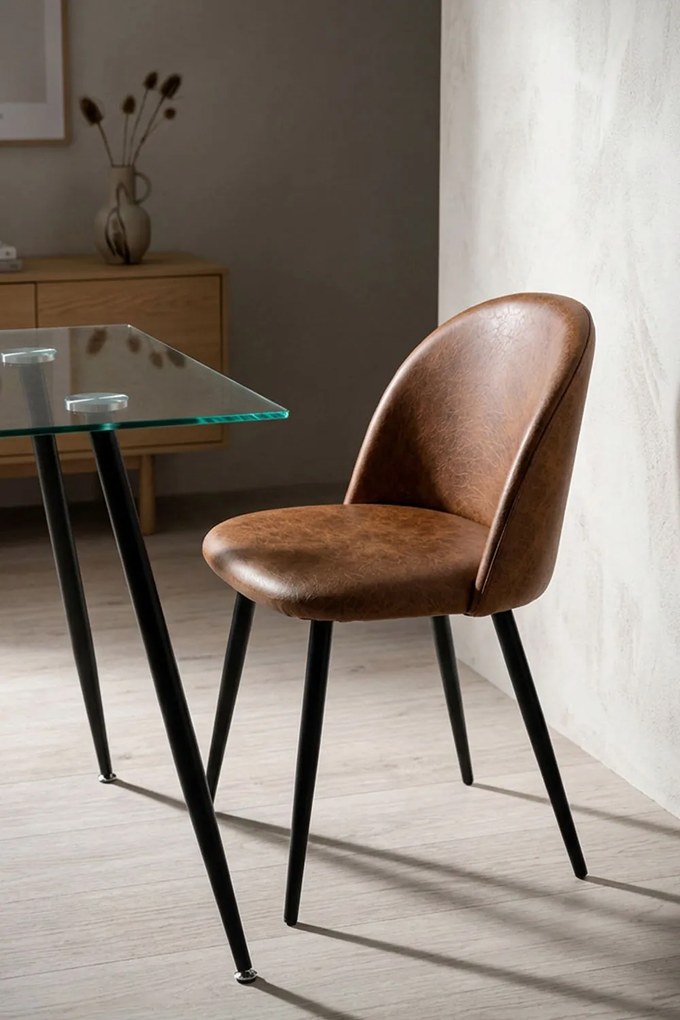 Zwarte Teok Vintage Kunstlederen Stoel