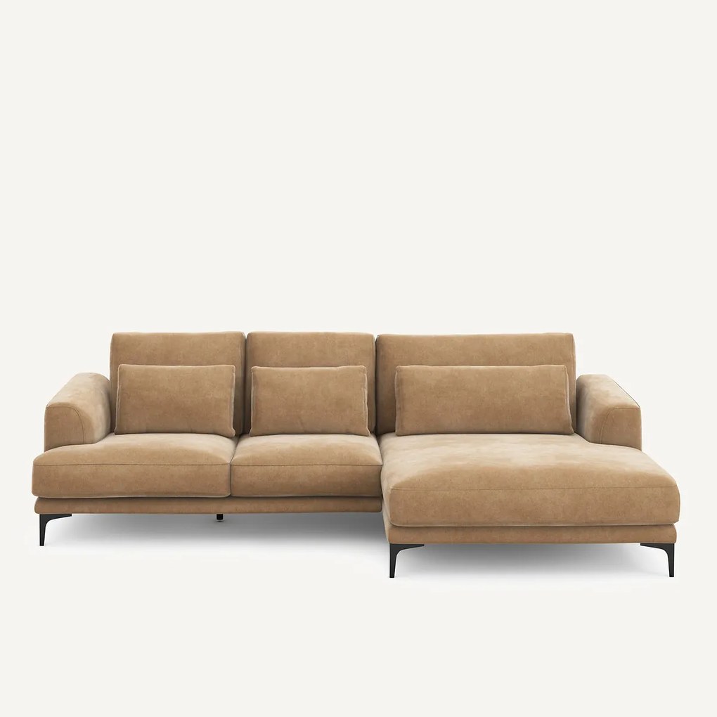 XL longchair met rechterhoek van stonewashed fluweel, MARSILE