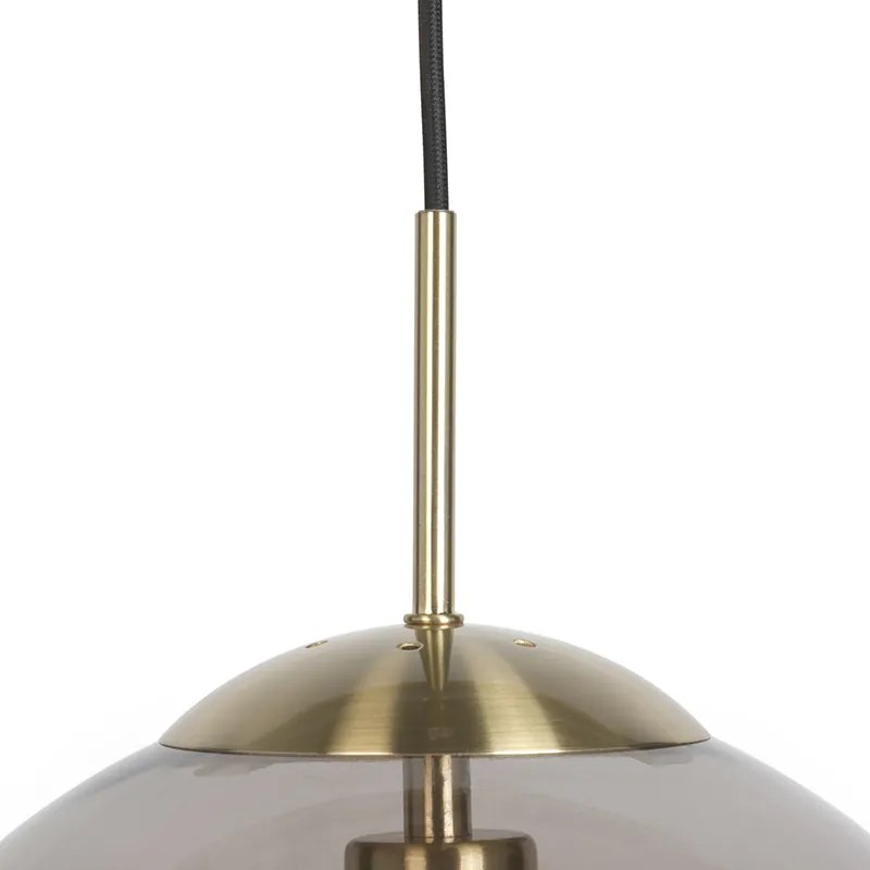 Smart hanglamp met dimmer messing met smoke glas 30 cm incl. Wifi ST64 - Ball Modern, Retro E27 rond Binnenverlichting Lamp