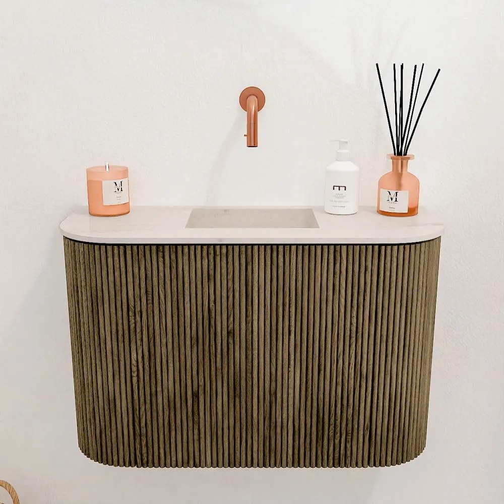 Mondiaz Joya DLux 65cm toiletmeubel ronding links/rechts dusk met wastafel faye midden zonder kraangat meli