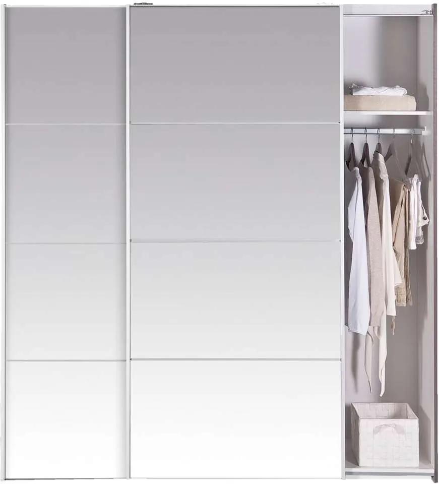 Schuifdeurkast Verona - grijs eiken/spiegel - 200x182x64 cm - Leen Bakker
