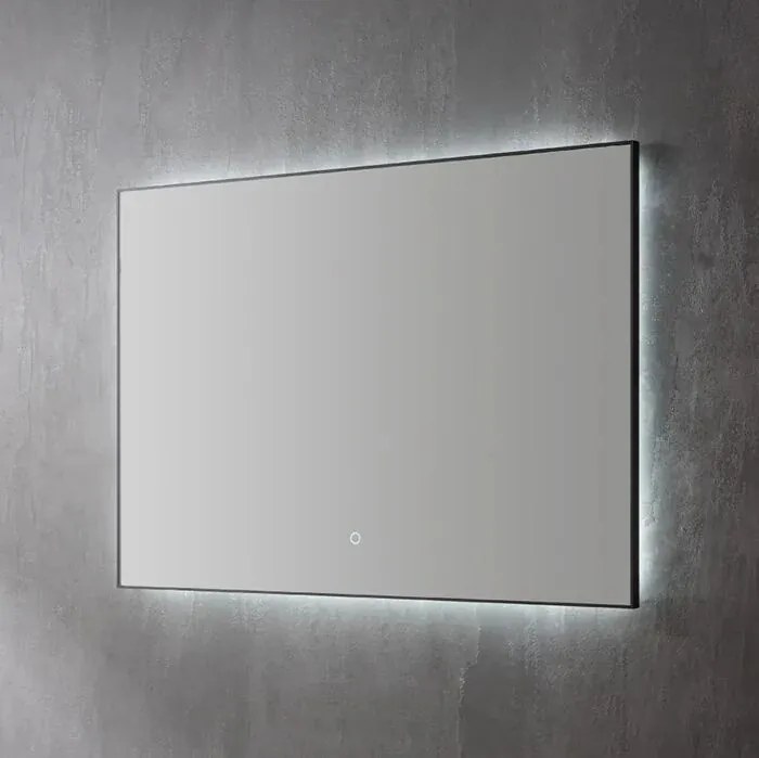 Lambini Designs Canto spiegel 100cm met spiegelverwarming, indirecte dimbare verlichting en mat zwarte lijst