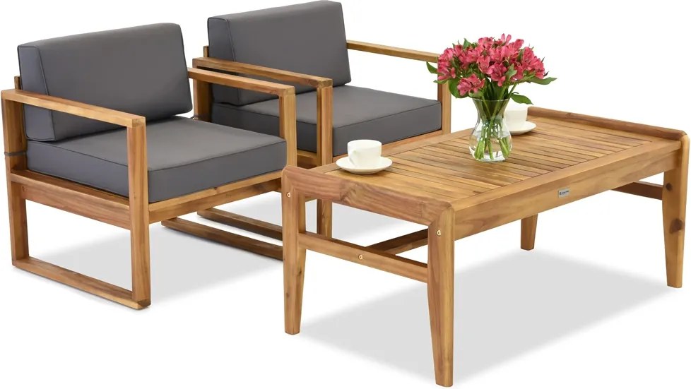 Acaciahouten tuinmeubelen Maskat Terras met Garden Point poefs