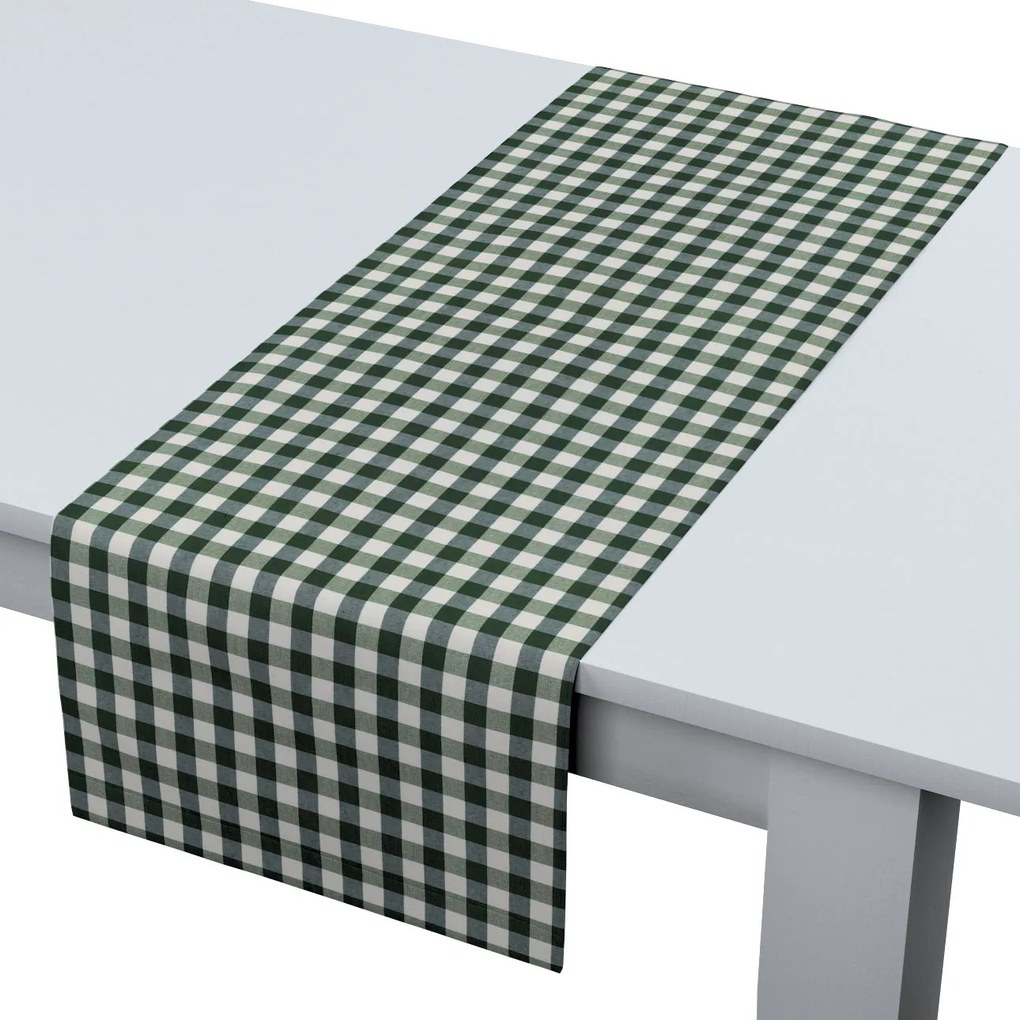Dekoria Rechthoekige tafelloper, groen-witte ruit (1,5x1,5cm), 40 x 130 cm