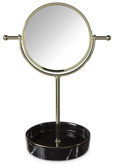 Spiegel marmer -zwart/goud - 23x25x33 cm