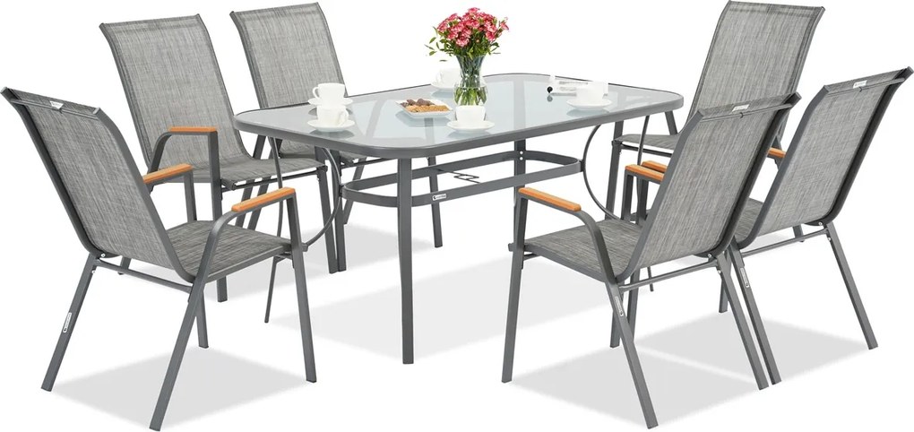 Garden Point tafelmeubel Modena/Bitonto grijs voor 6 personen