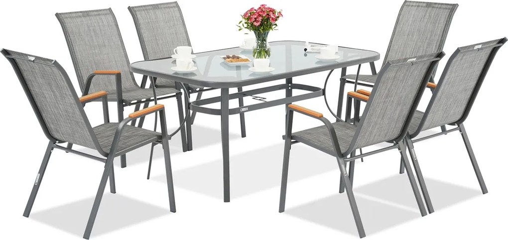 Tuinmeubelen eetset Modena/Bitonto grijs voor 6 personen Garden Point