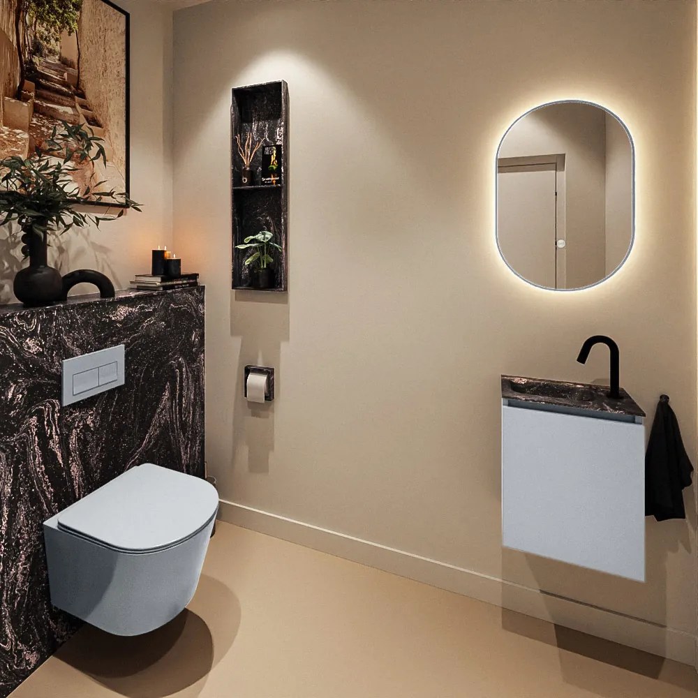 Mondiaz Ture DLux toiletmeubel 40cm clay met wastafel lava links met kraangat