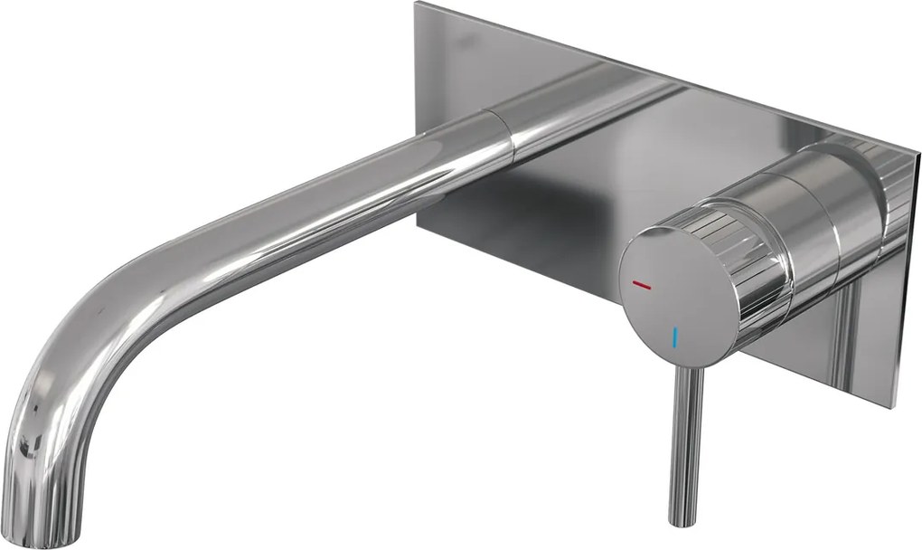 Brauer Stripe inbouw wastafelkraan ColdStart met gebogen uitloop en afdekplaat model A1 chroom