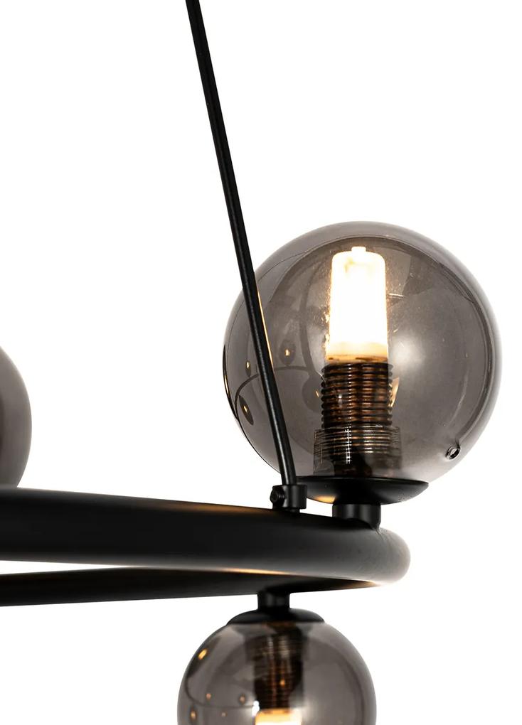 Hanglamp zwart met smoke glas rond 8-lichts - Monaco Design, Modern G9 Binnenverlichting Lamp