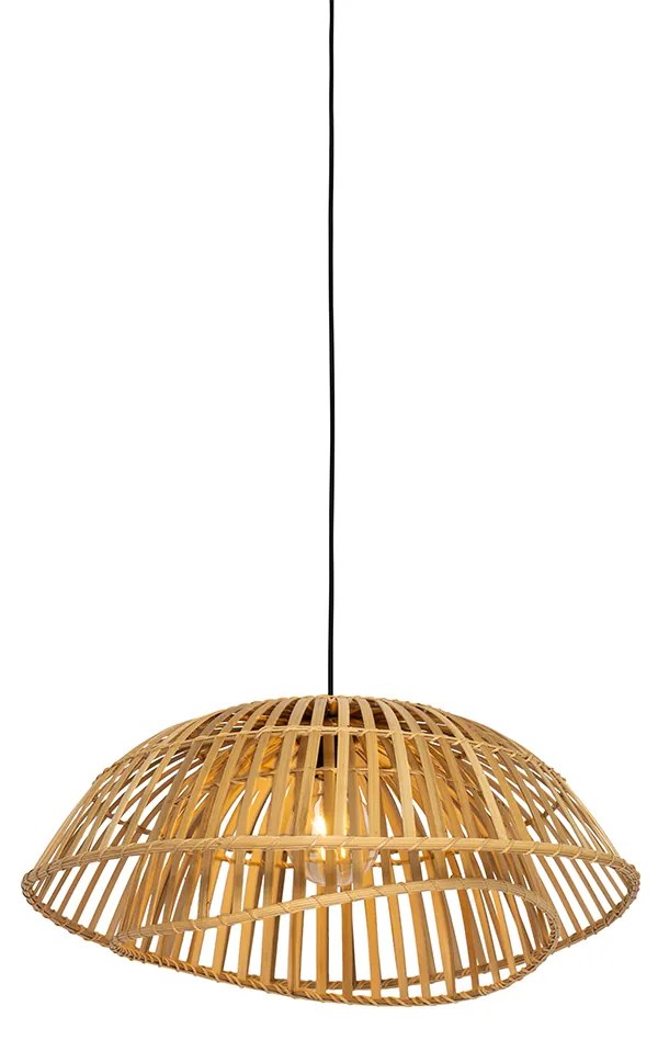 Oosterse hanglamp zwart met naturel bamboe 62 cm - Pua