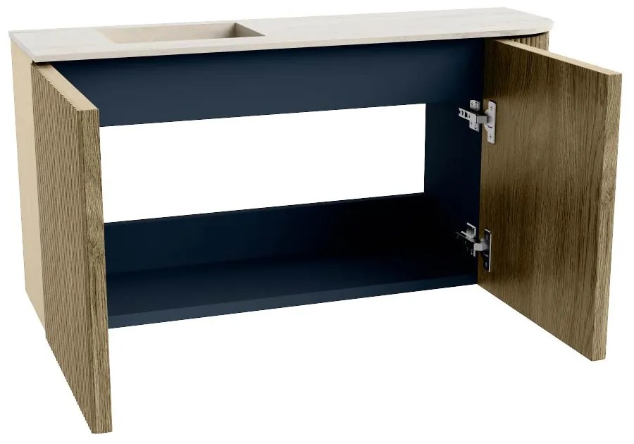 Mondiaz Joya DLux 80cm toiletmeubel ronding rechts dusk met wastafel faye links zonder kraangat meli