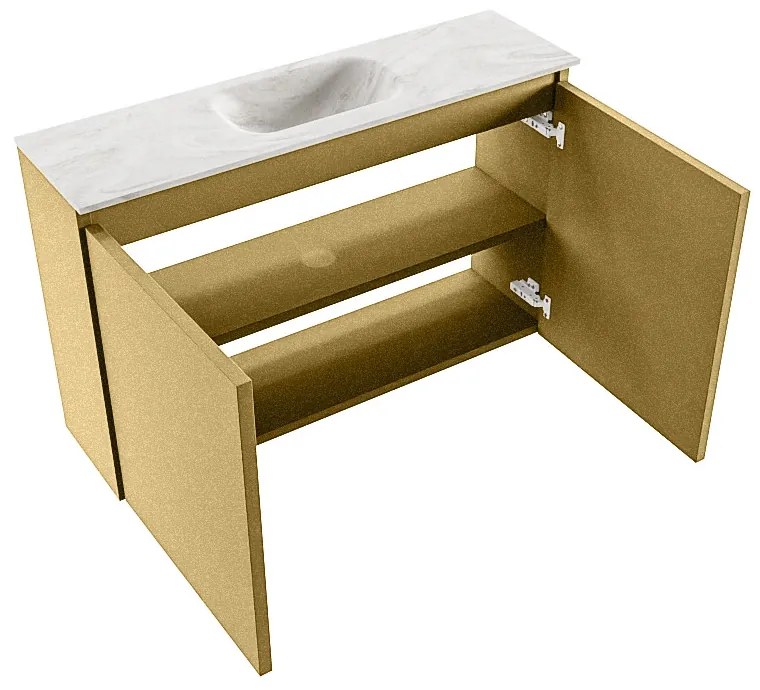 Mondiaz Ture DLux toiletmeubel 80cm oro met wastafel ostra midden zonder kraangat