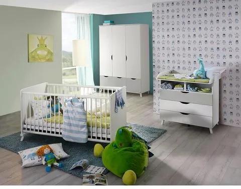 Babykamer voordeelset 3-delig »Danzig«, ledikantje + commode + 3-deurskast