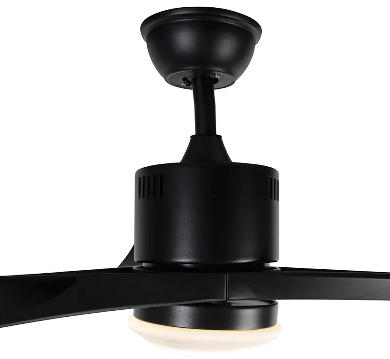 Plafondventilator met lamp zwart incl. LED en afstandsbediening - Kolm Modern rond Binnenverlichting Lamp