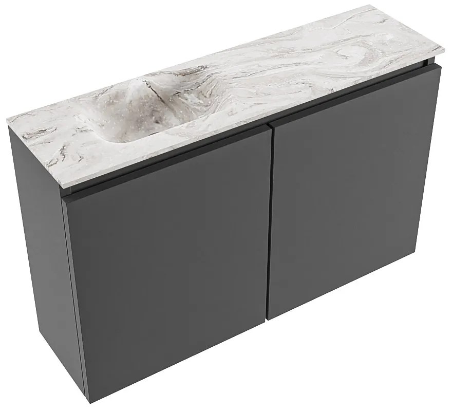 Mondiaz Ture DLux toiletmeubel 80cm dark grey met wastafel glace links zonder kraangat