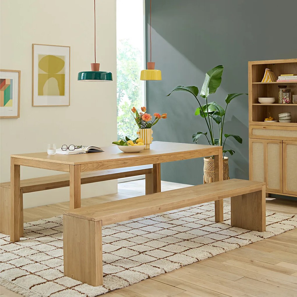 Rechthoekige eiken tafel, rechte randen, Nusso
