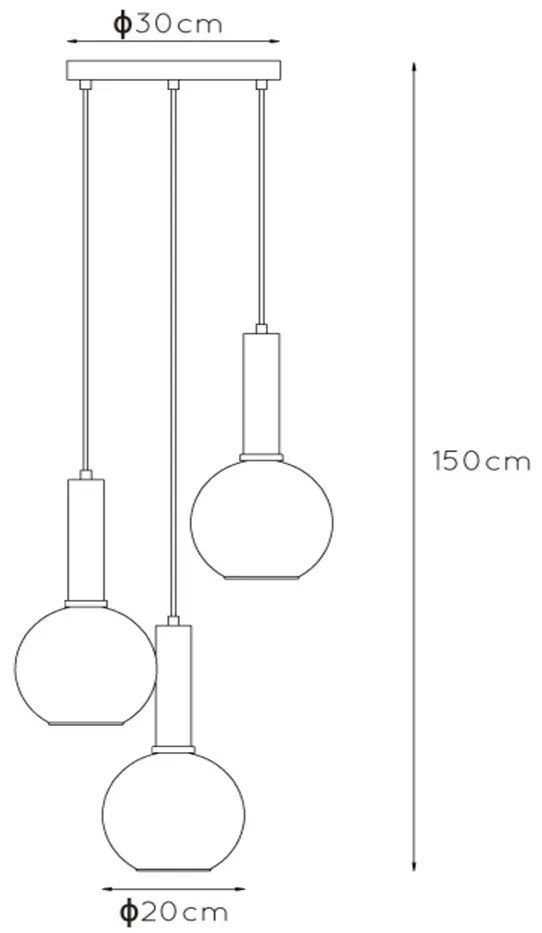 Lucide Marius hanglamp 48cm 3x E27 zwart