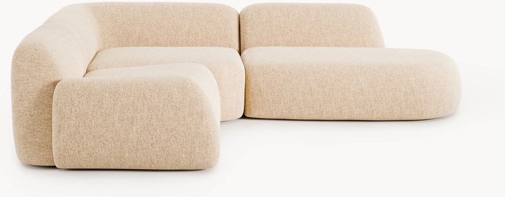 Modulaire bouclé hoekbank Wolke (4-zits) met chaise longue