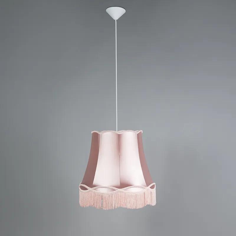 Stoffen Eettafel / Eetkamer Set van 4 Retro hanglampen roze 45 cm - Granny Retro E27 rond Binnenverlichting Lamp