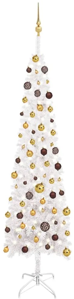 vidaXL Kerstboom met LED's en kerstballen smal 240 cm wit