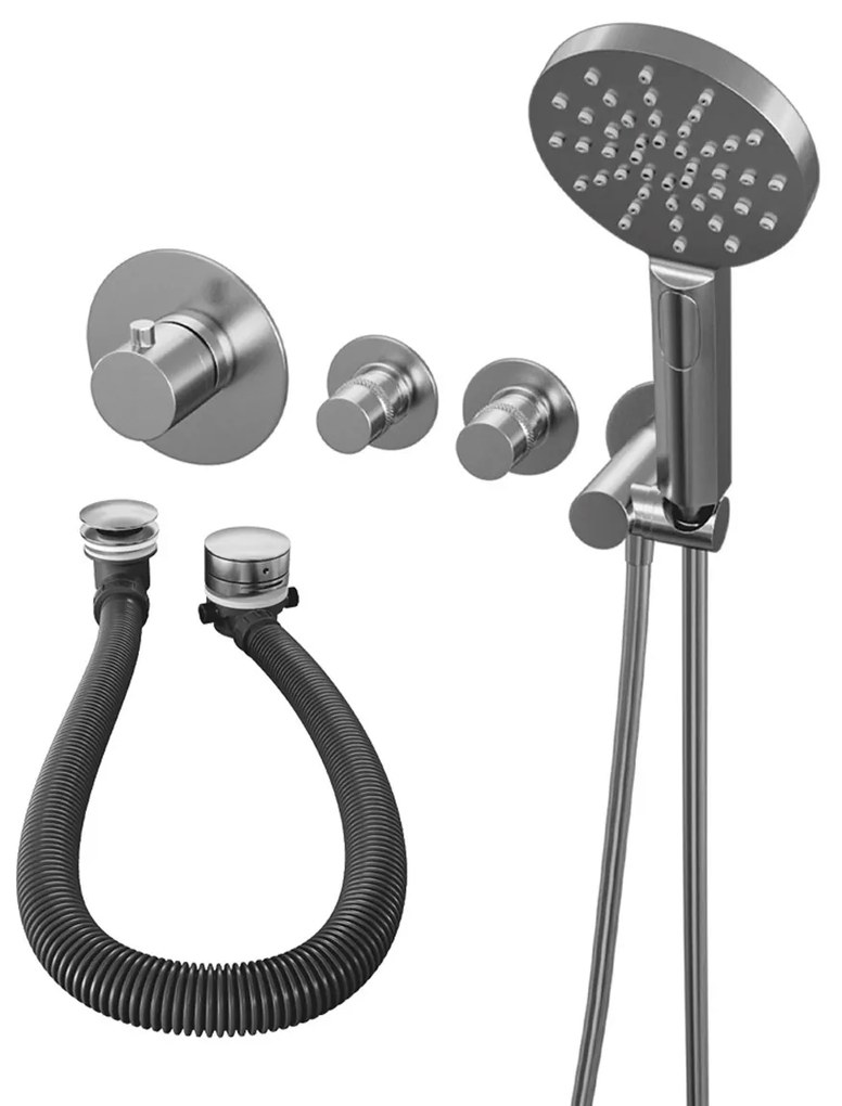 Brauer Brushed Edition inbouw badkraan met badvulcombinatie en 3 standen handdouche RVS geborsteld PVD