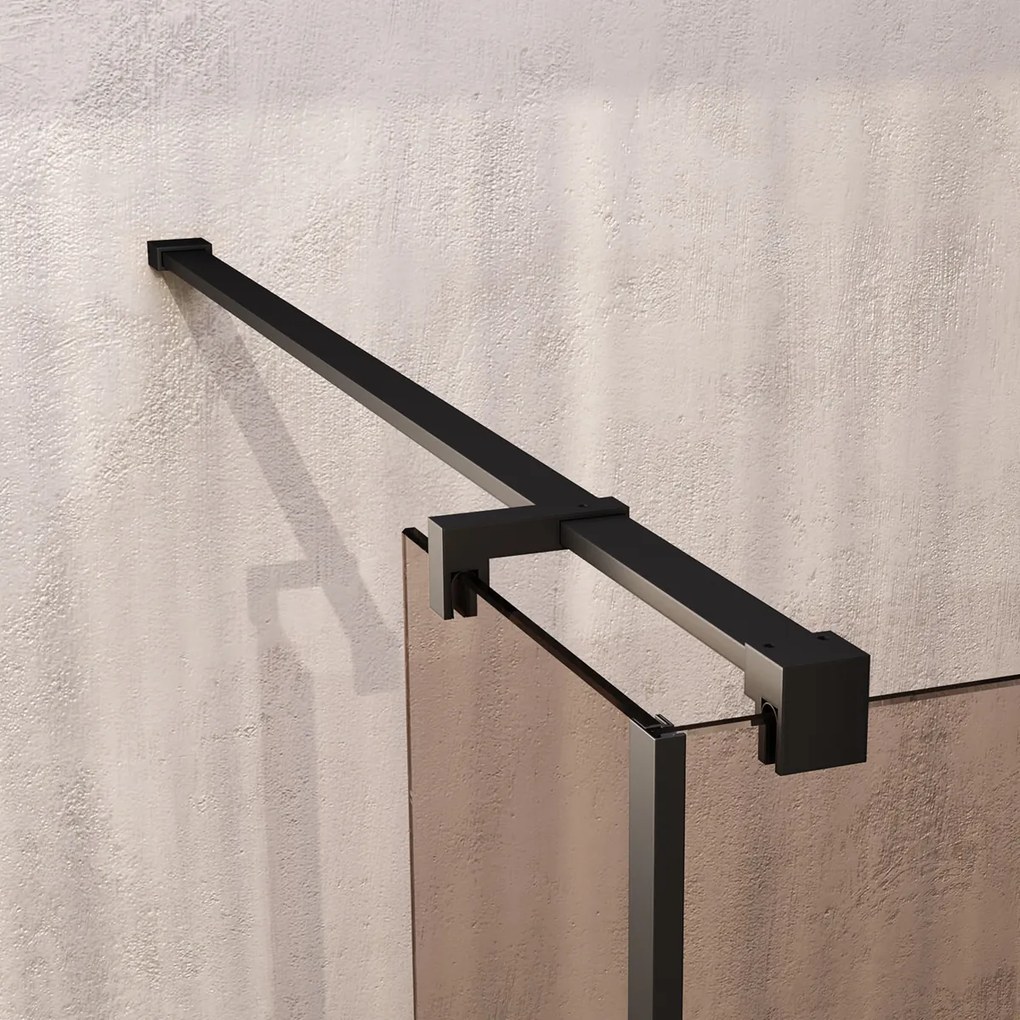 Brauer Oblivion inloopdouche bronsglas 120cm met 30cm zijwand zwart mat