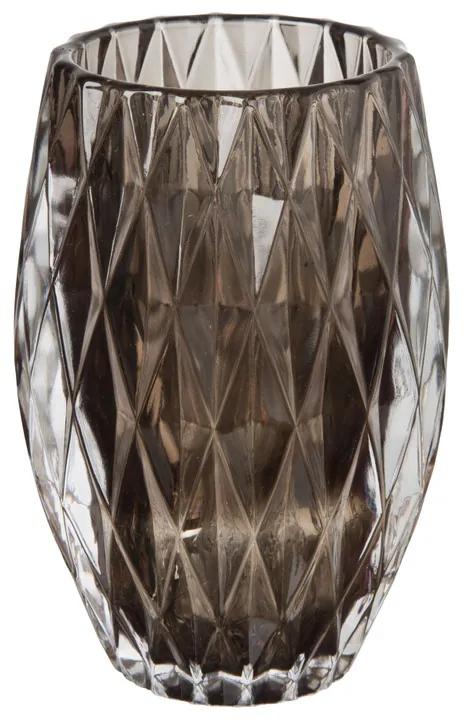 Waxinelichthouder ribbel hoog - grijs - ø8x12,5 cm