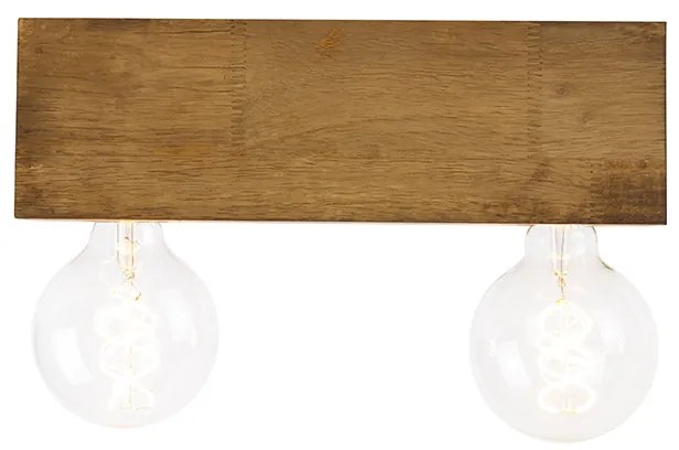 Landelijke plafondspot vintage hout 2-lichts - Bloc