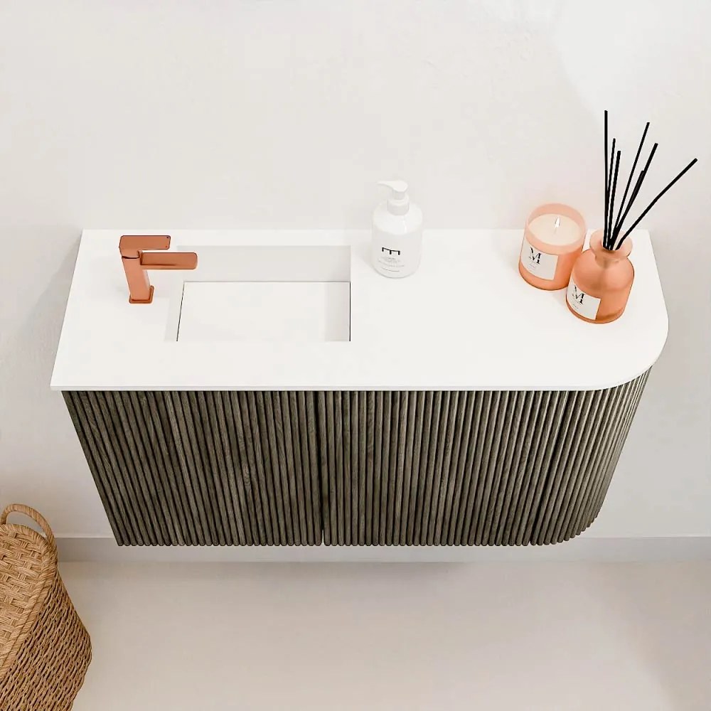 Mondiaz Joya 70cm toiletmeubel ronding rechts shadow met wastafel faye links 1 kraangat talc