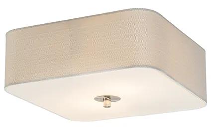 Stoffen Plafondlamp vierkant wit 30 cm - Drum deluxe Jute Landelijk / Rustiek, Modern E27 Binnenverlichting Lamp