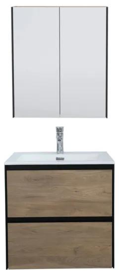 Adema Industrial badmeubel 60x45.5cm met bijbehorende spiegelkast hout/zwart
