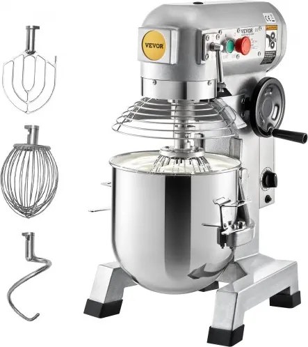 VEVOR Keukenmachine, Commerciële Kneedmachine met 30 Qt RVS Kom, 1500 W Zware Elektrische Keukenrobot 3 Snelheden 108/199/382 RPM, Deeghaak Klopklopper Inbegrepen, Staande Mixer voor Bakkerij Pizzeria