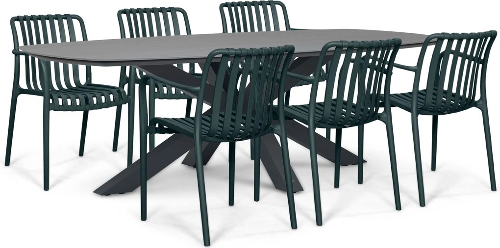 Tuinset 6 personen 240 cm Kunststof Grijs Domani Furniture Alba/Voyage