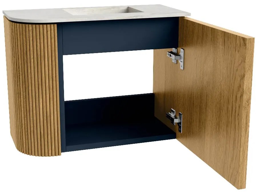 Mondiaz Joya DLux 50cm toiletmeubel ronding links oak met wastafel faye rechts 1 kraangat opalo