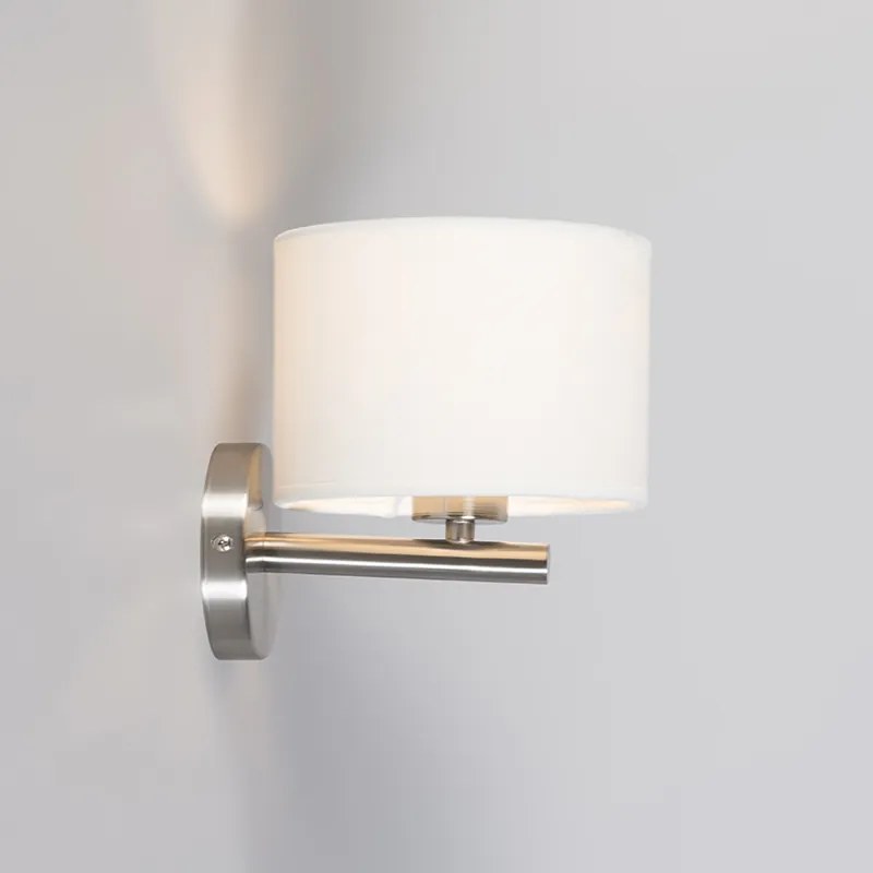 Stoffen Moderne wandlamp staal met witte kap - VT Modern E27 rond Binnenverlichting Lamp