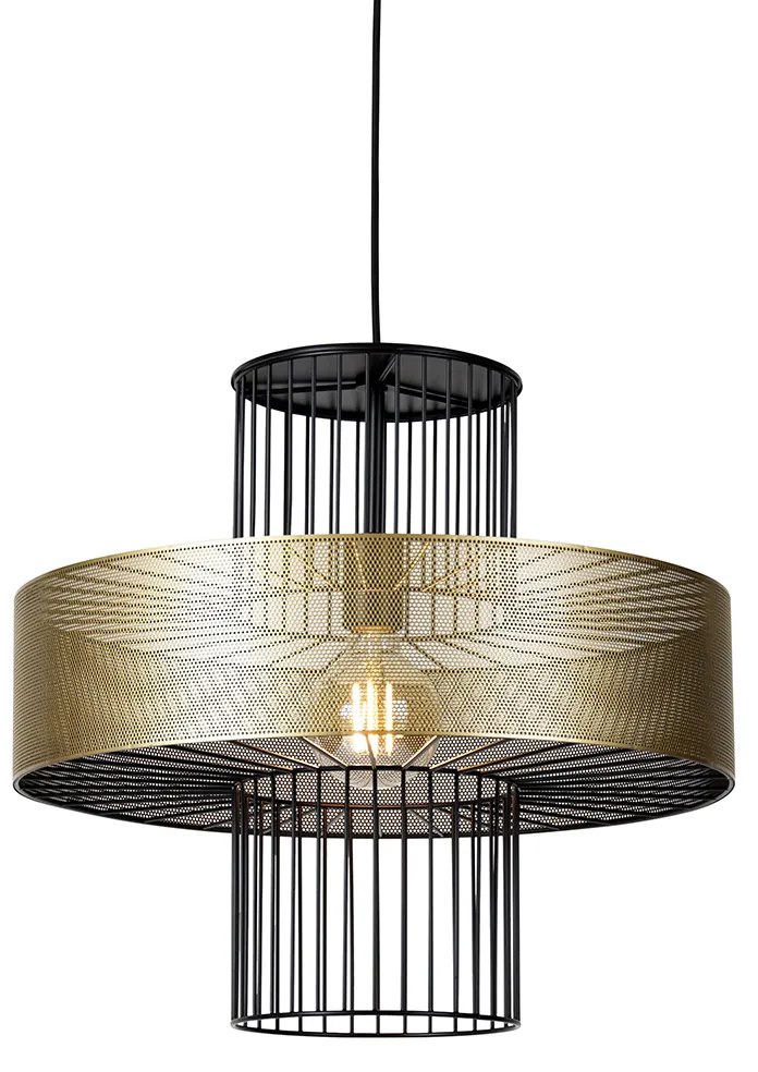 Smart hanglamp goud met zwart 50 cm incl. Wifi G95 - Tess