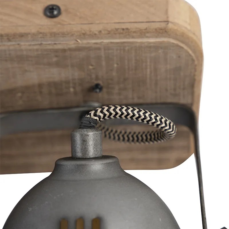 Industriële spot staal met hout kantelbaar 2-lichts - Emado