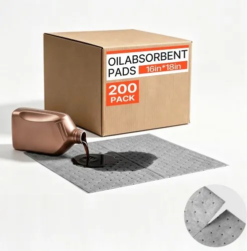 VEVOR 200 Olieabsorberende Pads 410x460mm, Universele Absorberende Matten voor het Reinigen van Olie- en Waterhoudende Materialen in Magazijnen, Werkplaatsen, Garages en Laboratoria, 3-laags Polypropyleen Structuur, Zeer Absorberend, Inclusief Doos