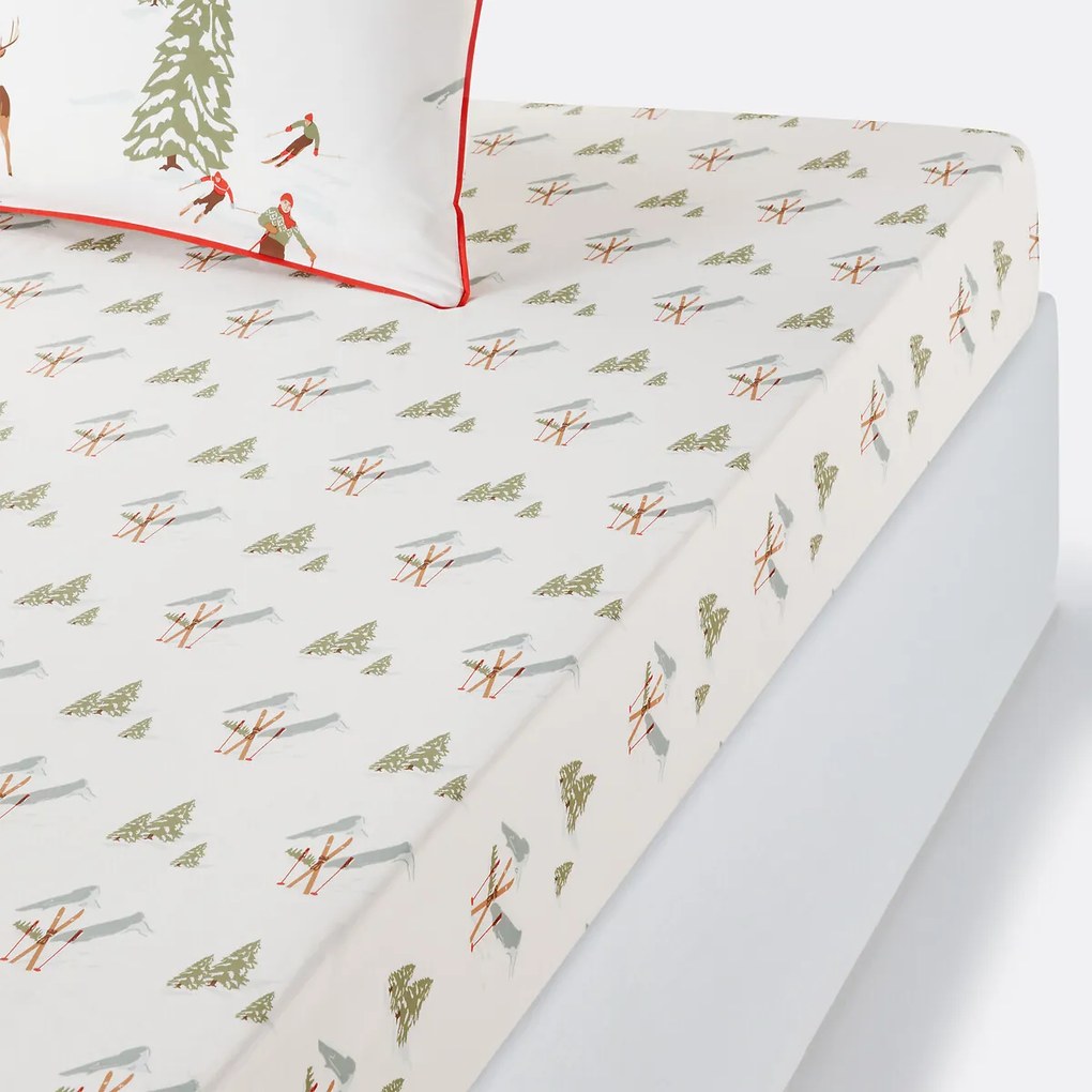 Hoeslaken in perkalkatoen, omslag 30 cm, St Moritz