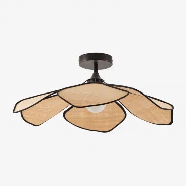Benavid Plafondlamp Ø75 Cm & Raffia Natuurlijk - Zwart - Sklum