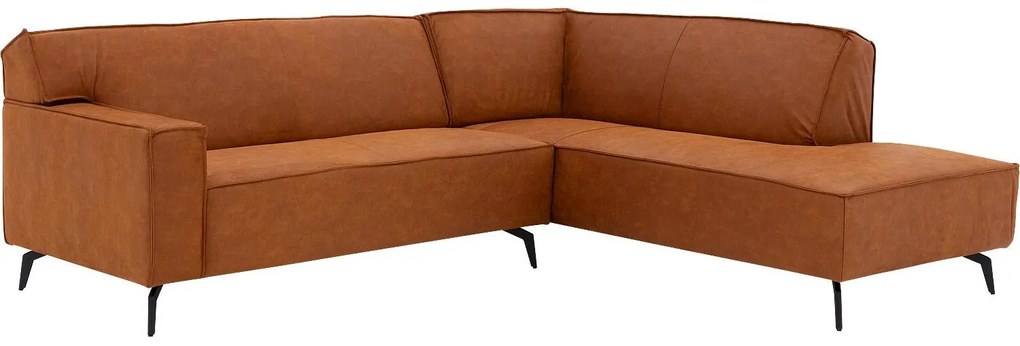 Goossens Basic Hoekbank Edolo cognac, micro leer, urban industrieel