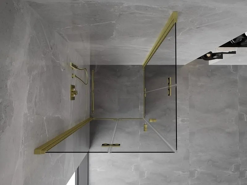 Mexen Mist-F Duo opvouwbare douchecabine 90 x 90 cm, transparant, goud geborsteld - 8A6-090L-090P-55-00